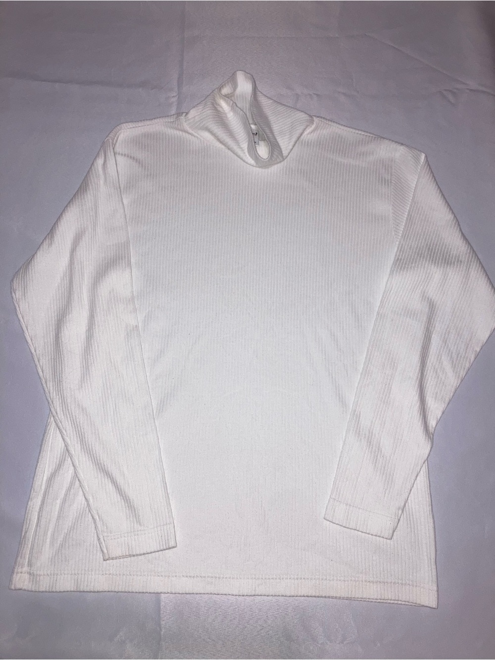 Bobbie Brooks Classic White Ribbed Turtleneck Sweater